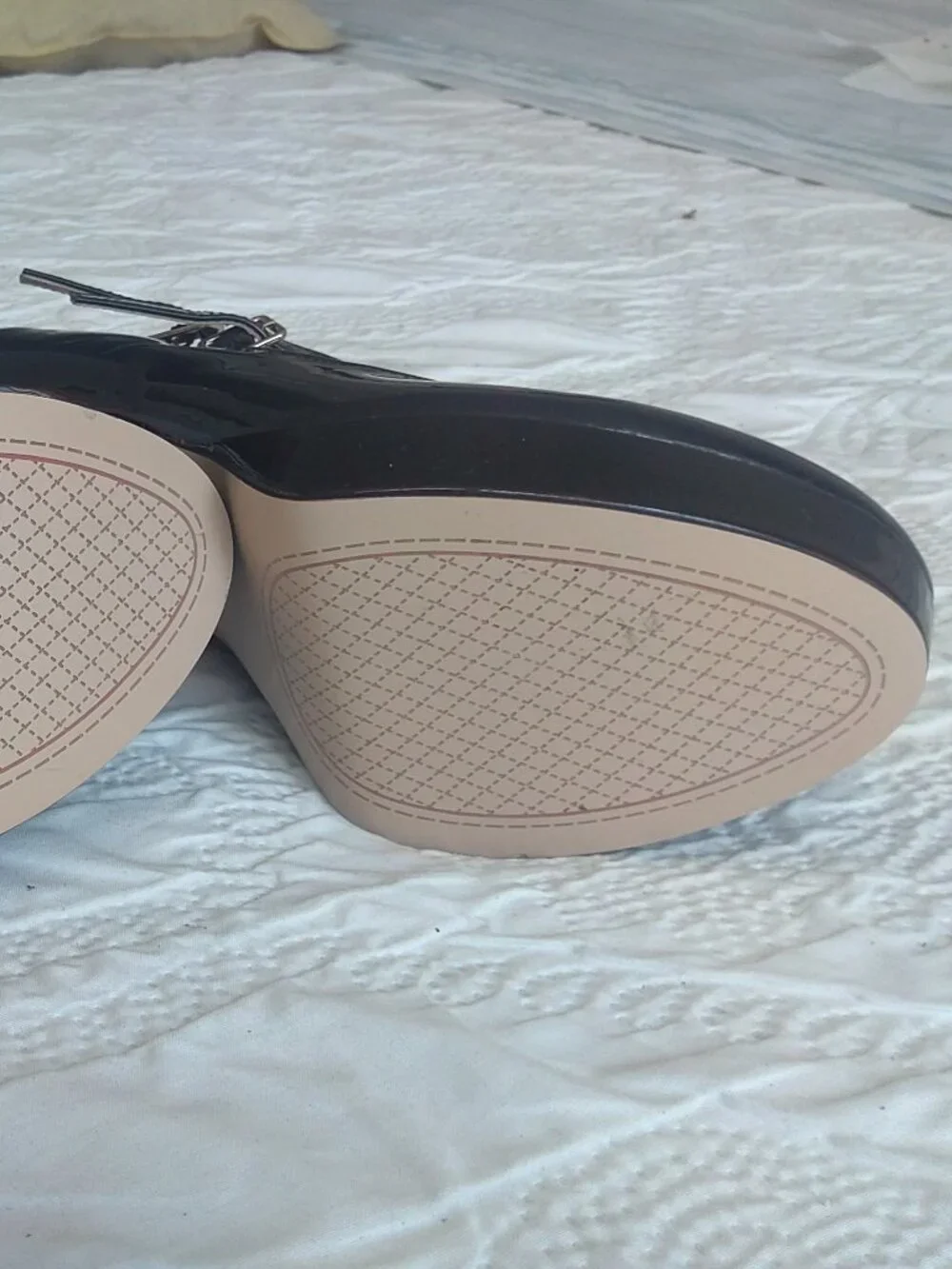 Jessica Simpson black patent leather double strap Mary Jane pumps size 9  $30